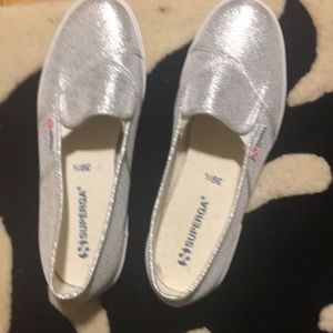 Superga silver slip on sneakers size 39.5 (9 US)